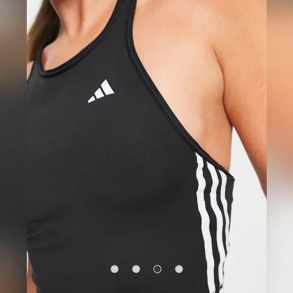 Adidas Training 3-Stripe Aeroready Crossback Crop Tank - Black - Medium - Picture 4 of 8